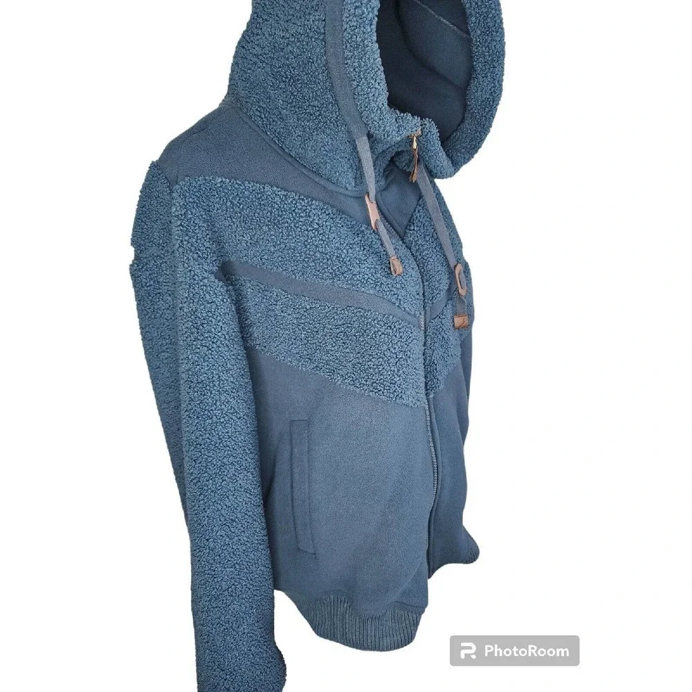 Koolaburra By UGG Sherpa Fleece Coat Navy Full Zip Cozy Soft Warm Size L - Picture 4 of 12